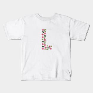 Floral Monogram Letter L Kids T-Shirt